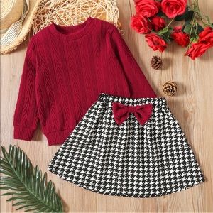 2 piece toddler red shirt and skirt